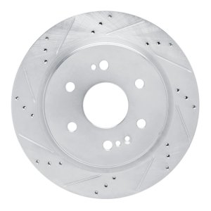 Cadillac Escalade ESV Brake Rotor (1) - Rear Left - R1 Concepts - Drilled & Slotted - Silver - `19-`25